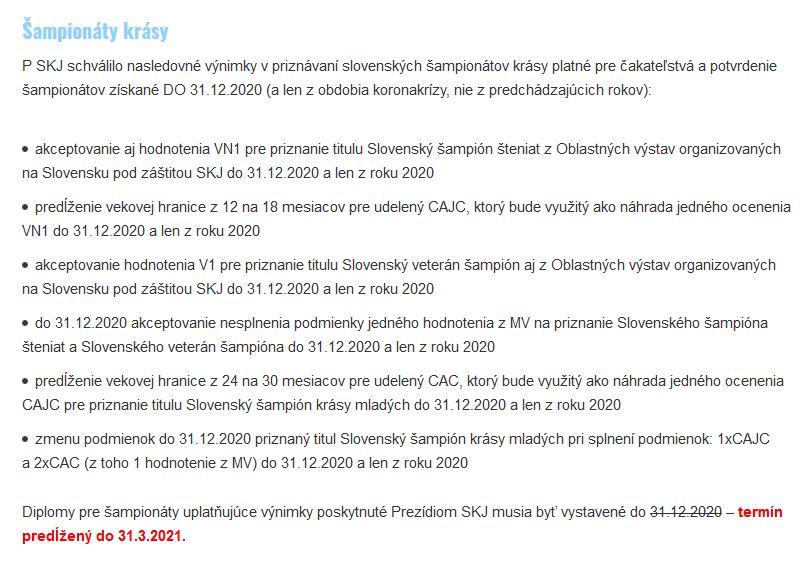 Šampionaty SKJ covid